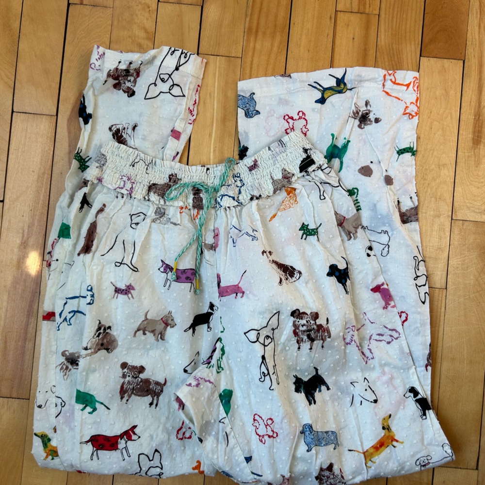 Anthropologie E for Eloise Pajama Pants Animal Print Dog Colorful Size Medium - Picture 5 of 7